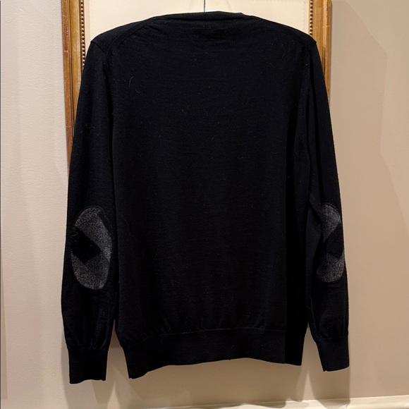 Burberry Black Crewneck Sweater with Elbow Patch - Picture 3 of 3